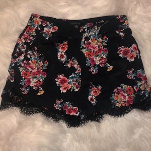 Floral black shorts with eyelash lace size medium